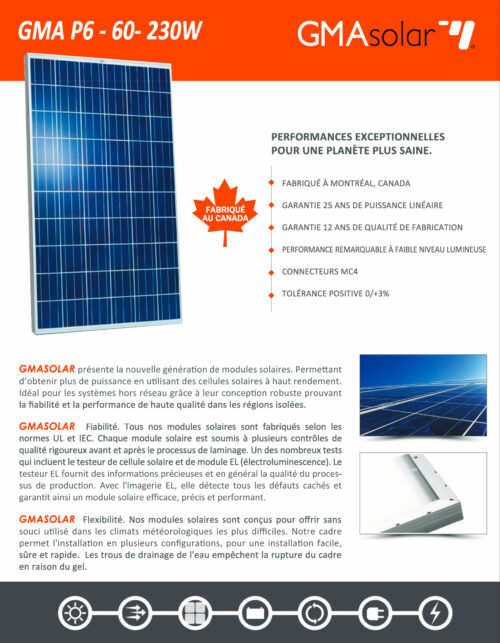 panneau solaire 230 watts specifications